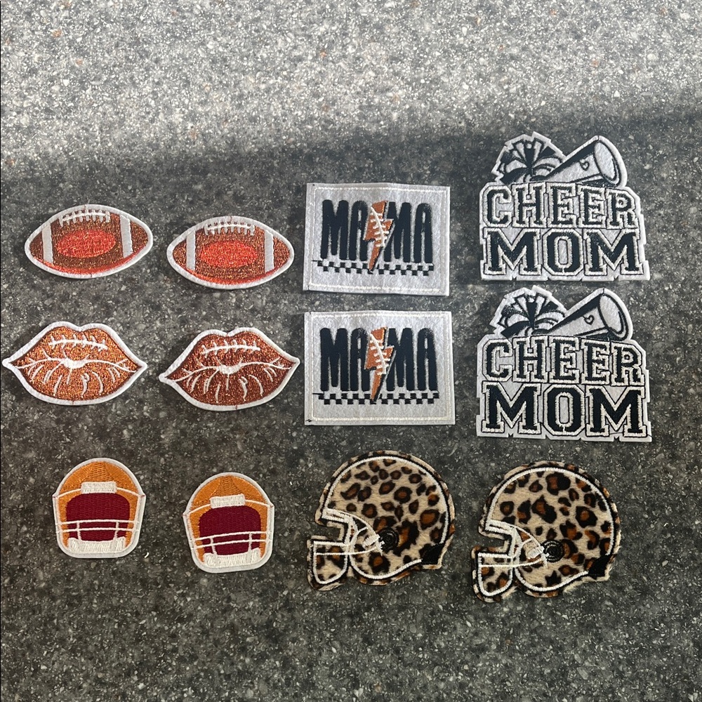 Assorted Embroidered iron on Patches Set for football & cheer moms